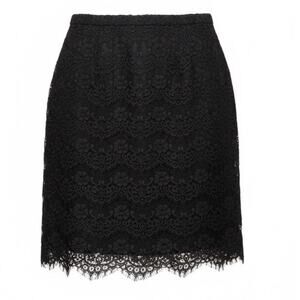 J.Crew Black Lace Pencil Skirt 6 Whimsigoth Office Workwear Modest Elegant